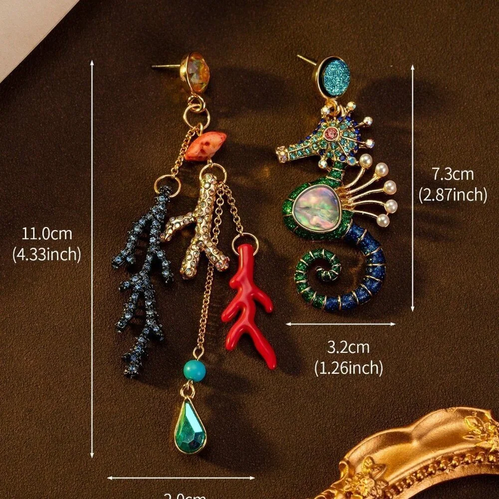 Color Casual Women's Ocean Style Earrings And Necklace Set